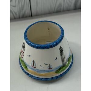 Vintage Yankee Candle Lighthouse Sailboats Nautical Beach Small Shade